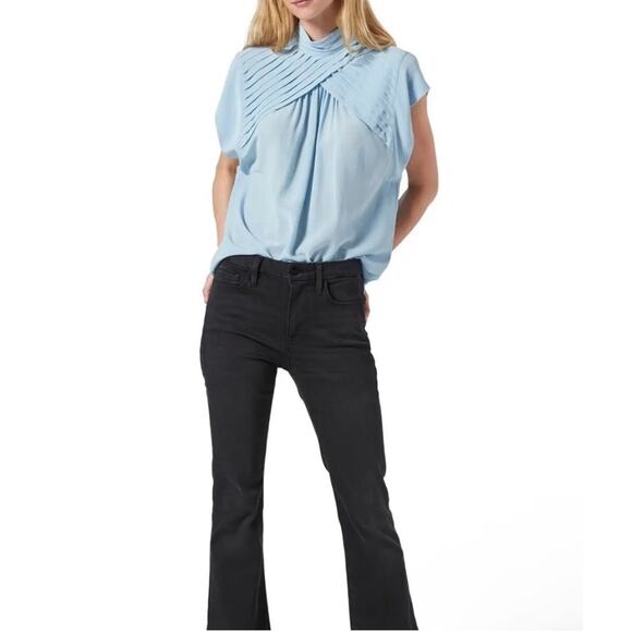 Joie Tops - Joie Women's Edesse Pleated 100% Silk Blouse In Powder Blue Size XS NWT